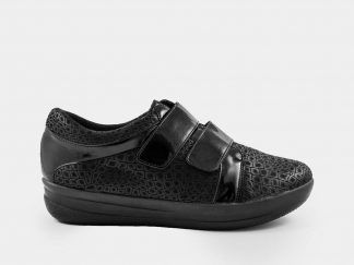 Zapato de señora de dos velcros en combinación de pieles grabadas Doctor Cutillas