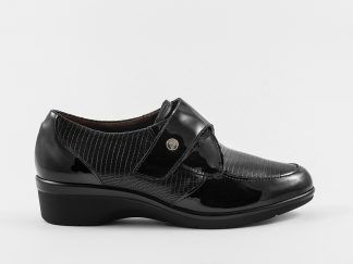 Zapato de velcro en combinación de pieles grabadas Pitillos