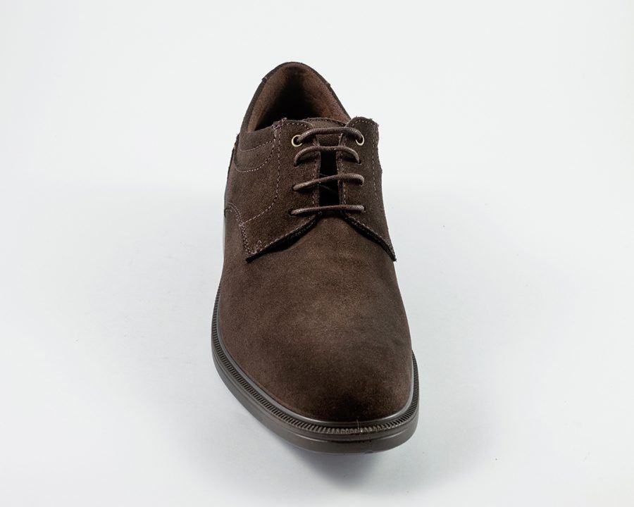 Blucher en piel de serraje y piso de goma con tacón LUISETTI (Azul y marrón) - Imagen 7