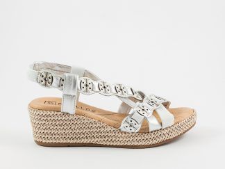 Sandalia de tiras combinadas en blanco y plata Pitillos