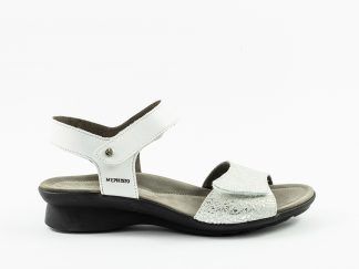 Sandalia de tira de velcro en piel grabada con brillo con planta anatómica con cámara de aire Mephisto