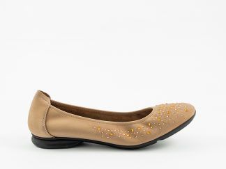 Bailarina de señora con corte de salón en piel nobuck con brillos de cristal Sabrinas