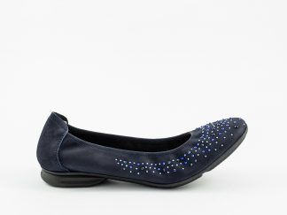 Bailarina de señora con corte de salón en piel nobuck con brillos de cristal Sabrinas