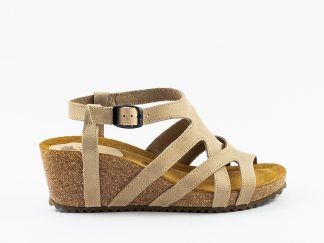 Sandalia con hebilla en piel engrasada de tiras Inter-Bios