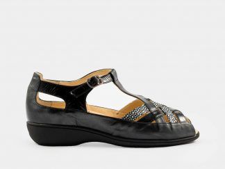 Zapato abierto de puntera y cerrado de talón con combinación de pieles Doctor Cutillas