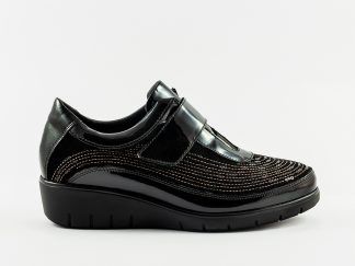 Zapato de velcro en charol y piel grabada con lentejuelas Doctor Cutillas