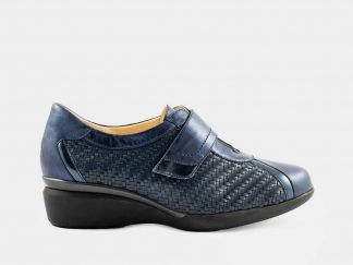 Zapato con velcro en piel y piel trenzada Doctor Cutillas