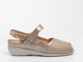 Sandalia de mujer beige peep toe Cutillas