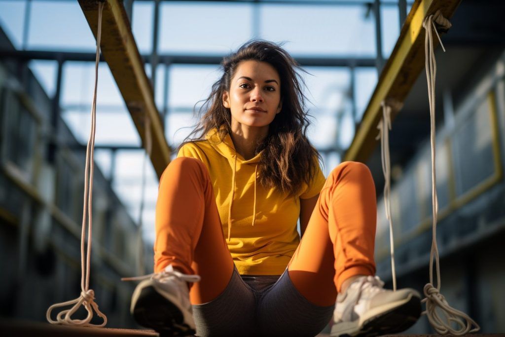 mujer deportista con zapatillas cómodas
